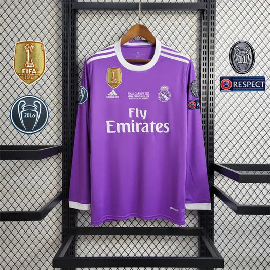 MAILLOT RETRO REAL MADRID EXTERIEUR MANCHES LONGUES 2016/2017 - KetShop Maillot