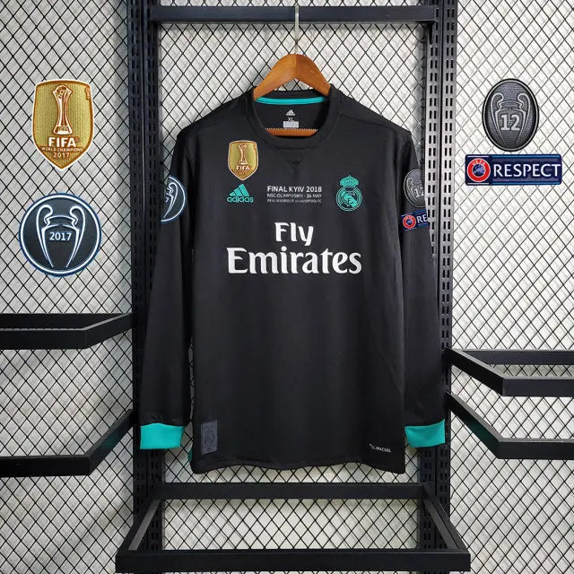 MAILLOT RETRO REAL MADRID EXTERIEUR MANCHES LONGUES 2017/2018 - KetShop Maillot