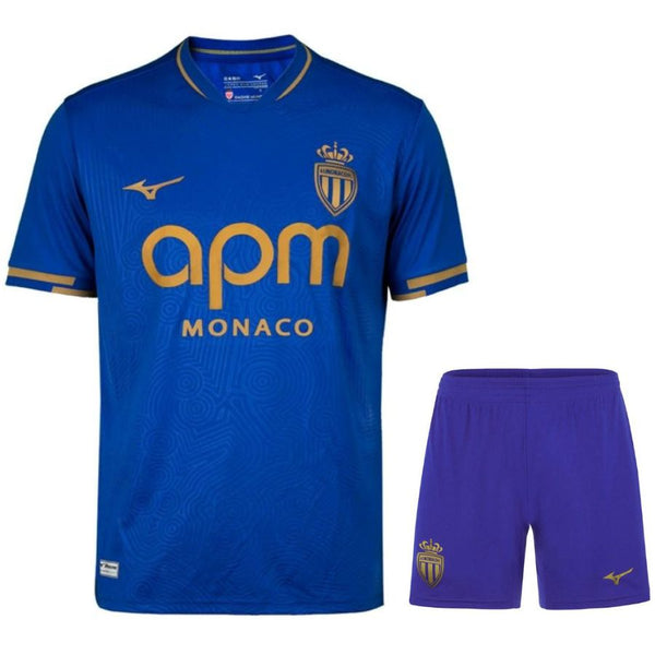 Kit AS Monaco Enfant Exterieur 2025 2026 Bleu